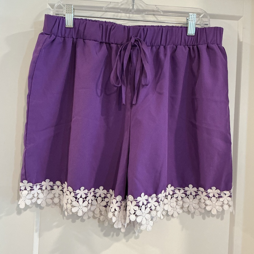 SHEIN Purple Shorts with Lace Detail